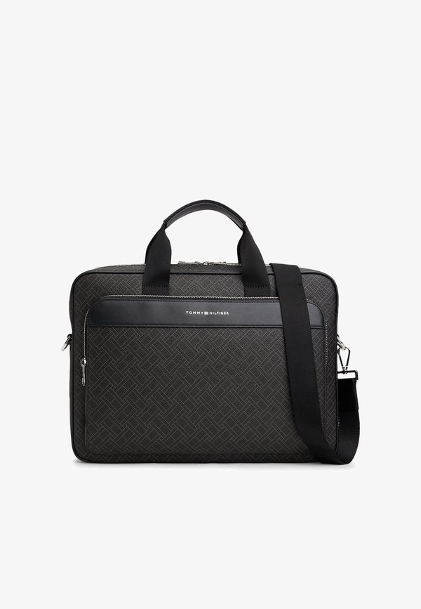 Tommy Hilfiger HILFIGER FLAG MIXED TEXTURE LAPTOP BAG - Briefcase - black