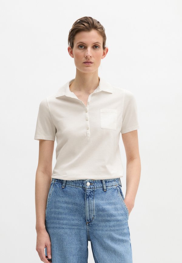 Marc O'Polo MARC O'POLO KURZARM POLOSHIRT SLIM MIT MATERIAL-MIX-DETAILS