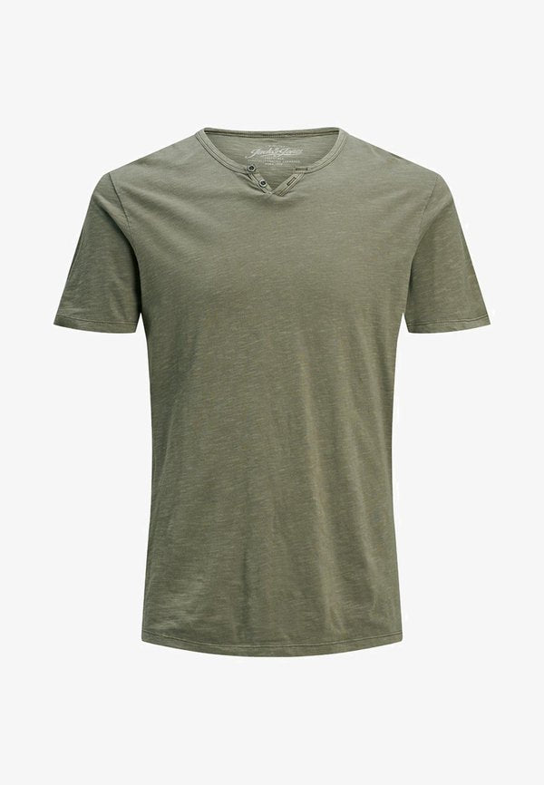 Jack & Jones JJESPLIT NECK TEE SS NOOS - Basic T-shirt - dusky green