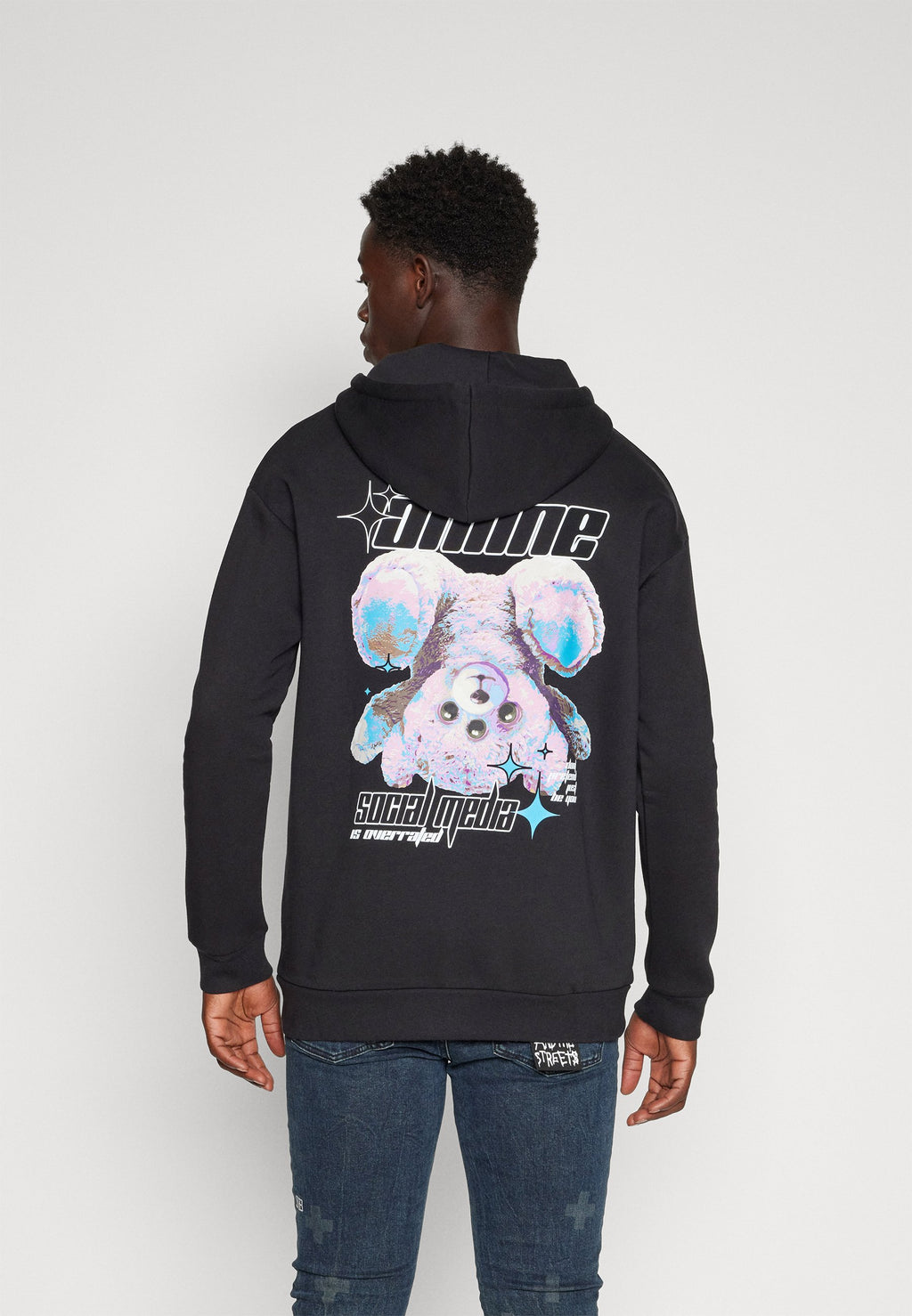 YOURTURN REVERSED TEDDY BEAR RELAXED HOODIE UNISEX