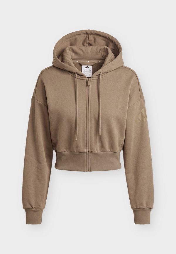adidas Sportswear ESSENTIALS CONTEMPORARY  FULL ZIP HOODED JACKET - Zip-up sweatshirt - khaki six