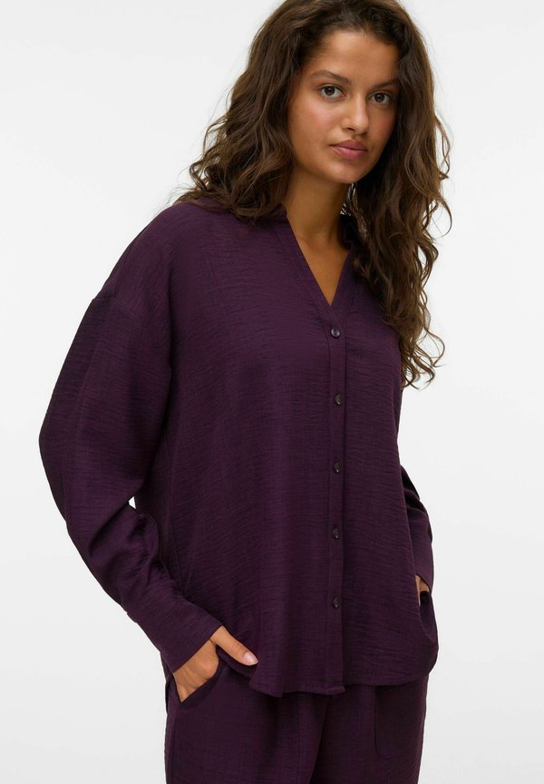 Vero Moda VMMELANEY QUEENY LS SHIRT WVN NOOS - Button-down blouse - winetasting