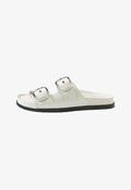 Bershka BUCKLED - FLAT SLIDER SANDALS - Mules - white