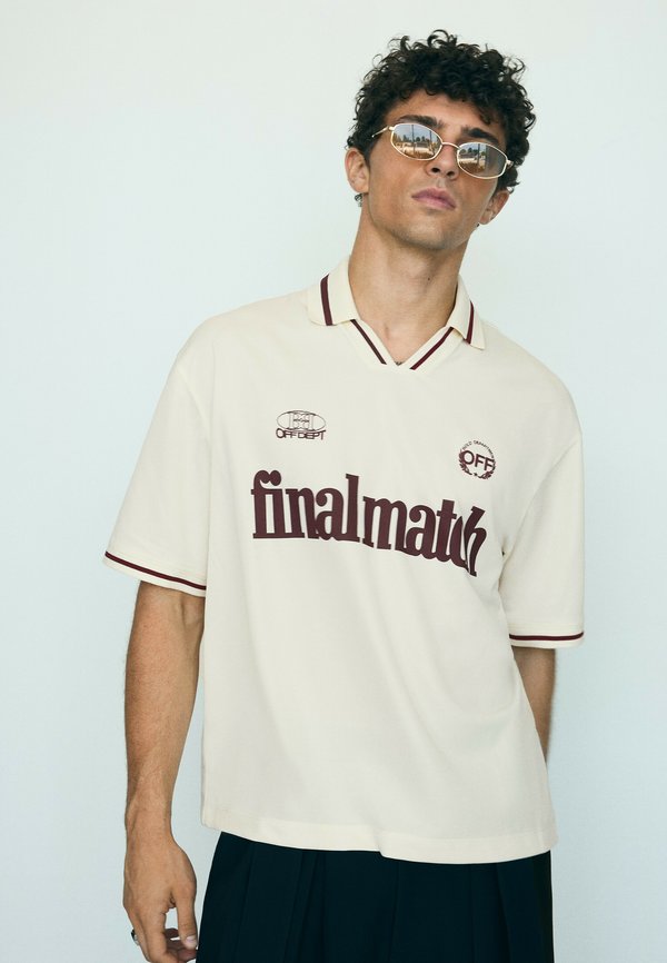 Bershka PRINTED MESH - POLO SHIRT - Polo shirt - beige