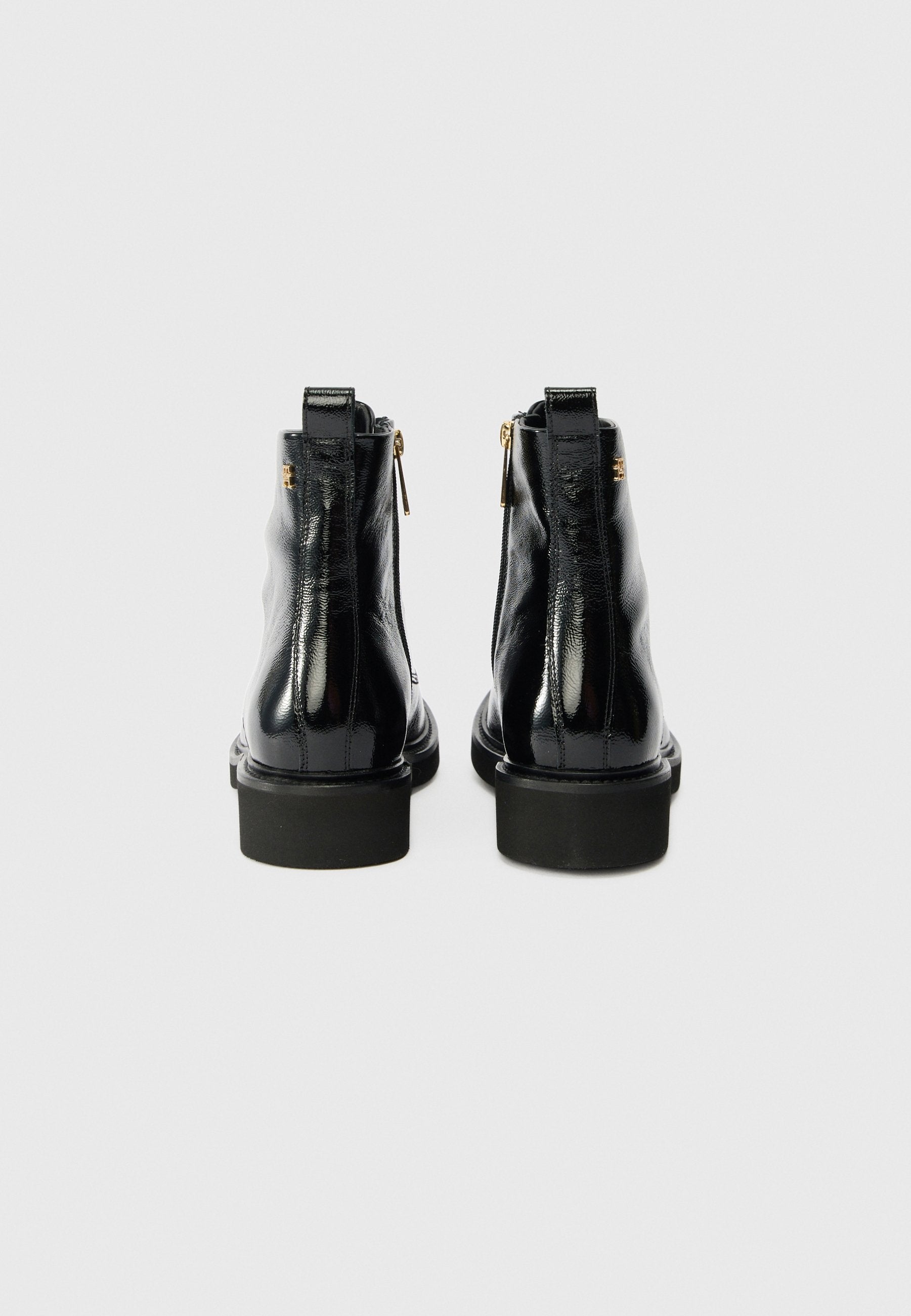 CRINKLE LEATHER LACE-UP ANKLE BOOTS Media 3