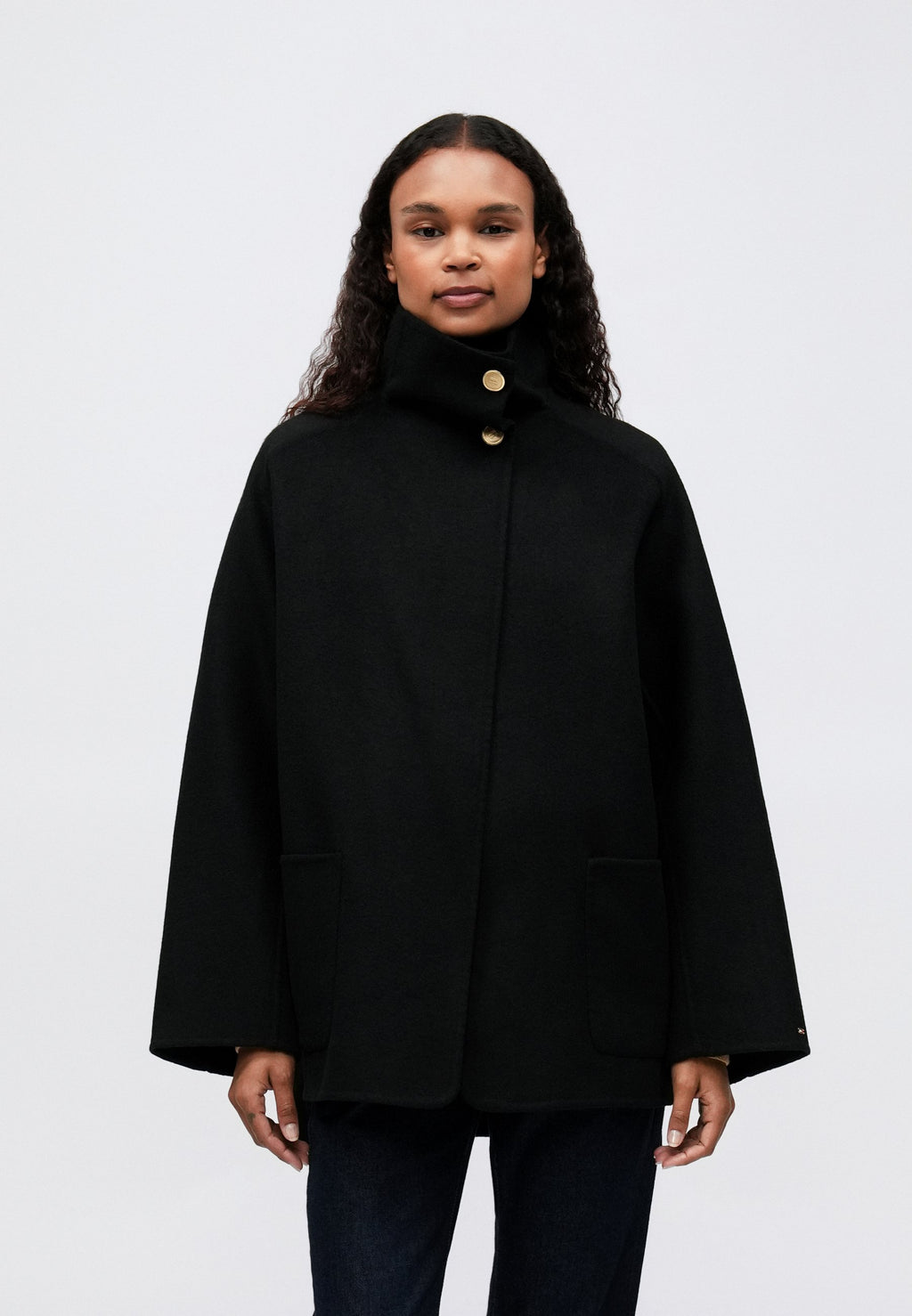 WOOL BLEND FUNNEL NECK OVERSIZED COAT Media 3
