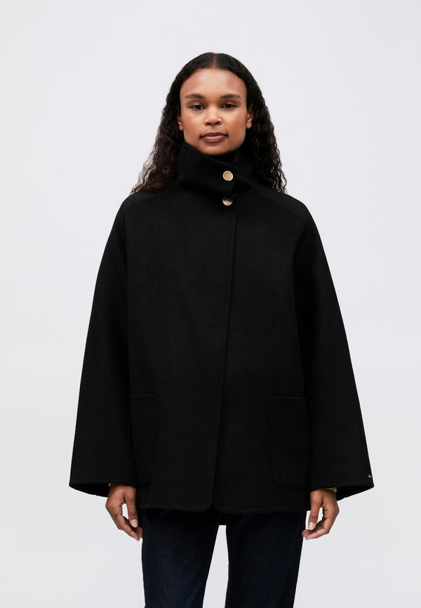 Tommy Hilfiger WOOL BLEND FUNNEL NECK OVERSIZED COAT - Short coat - black