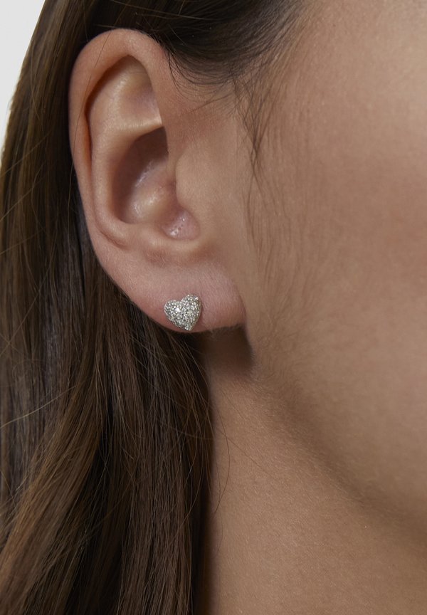 s.Oliver GLITTER HEART - Earrings - silver-coloured