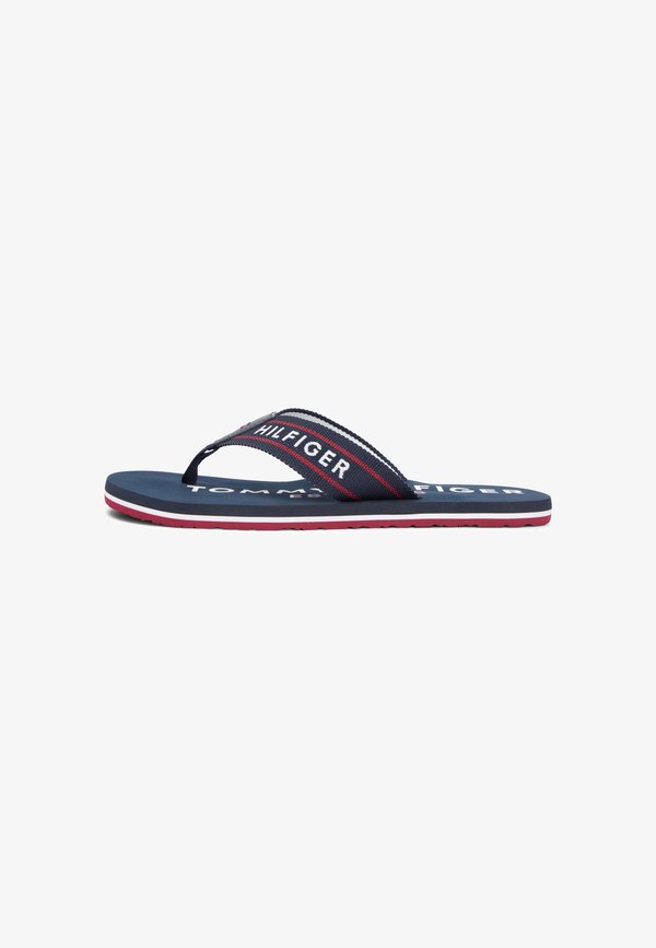 Tommy Hilfiger WEBBING STRAP LOGO FLIP-FLOPS - T-bar sandals - desert sky