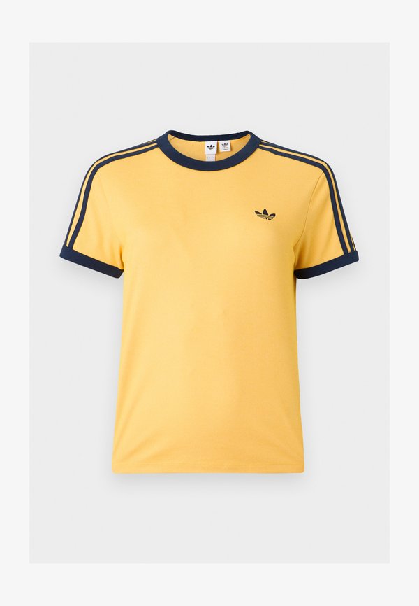 adidas Originals 3S CALI TEE - Print T-shirt - warm vanilla bold gold-coloured/night indigo