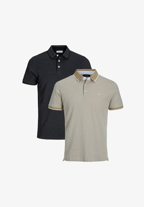 Jack & Jones 2ER PACK PAULOS SLIM FIT - Polo shirt - beige schwarz