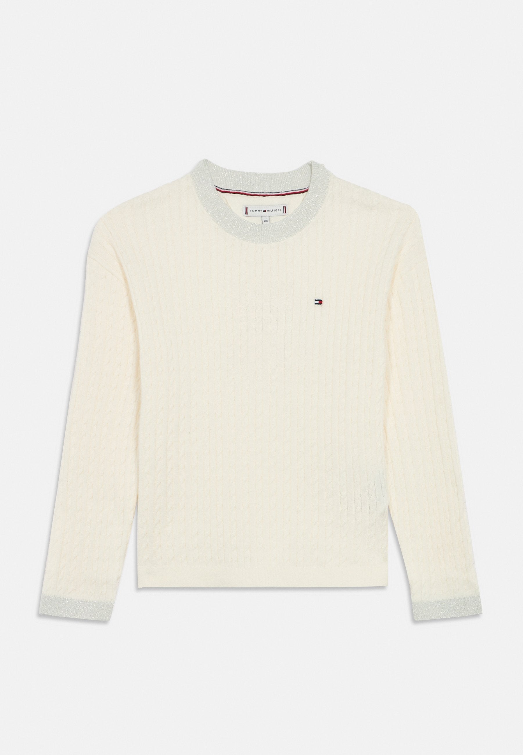 GLITTER MINI CABLE KNIT RELAXED SWEATSHIRT Media 1