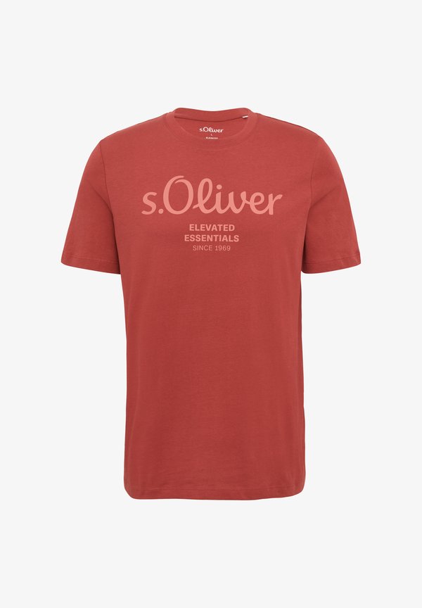 s.Oliver KURZARM - Print T-shirt - mohnrot