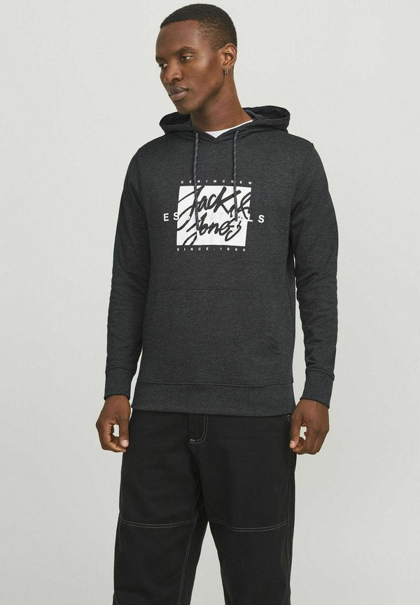 Jack & Jones Printed - Hoodie - dark grey melange