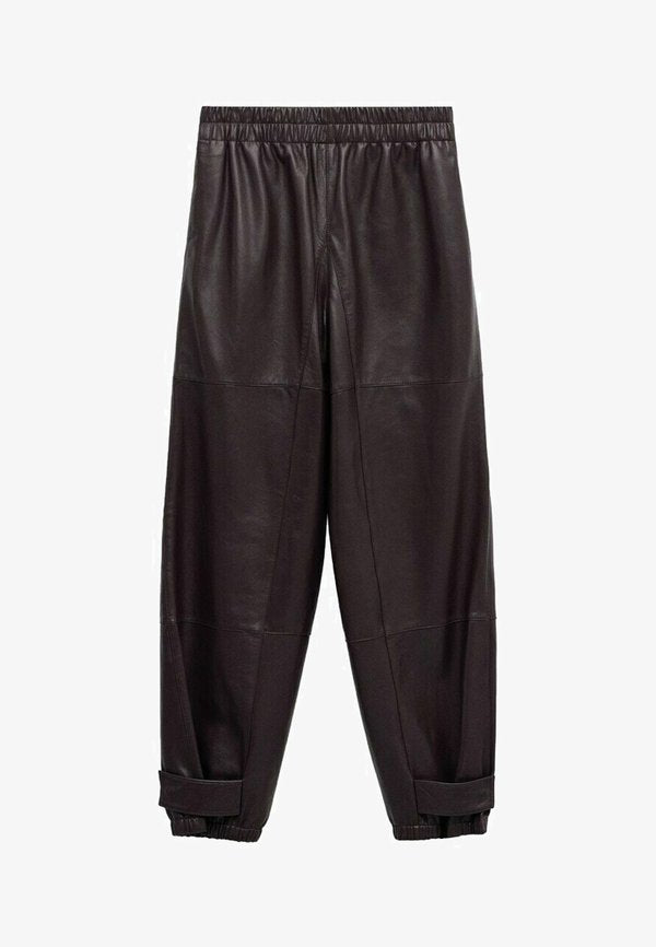 Mango Leather trousers - bordeaux