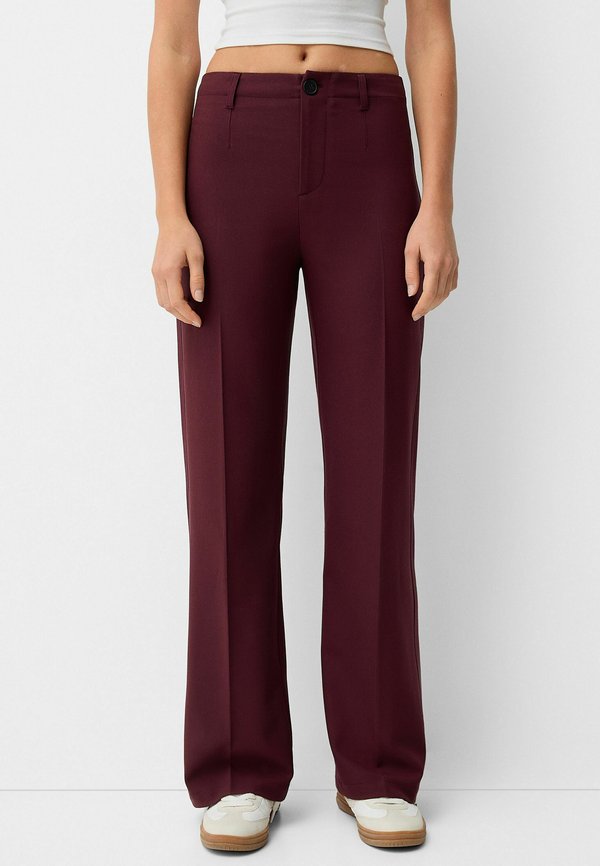 Bershka WIDE-LEG TAILORED - Trousers - bordeaux