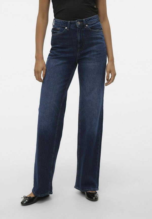 Vero Moda Wide-fit VMTESSA High rise Wide Leg Fit - Flared Jeans - dark blue denim