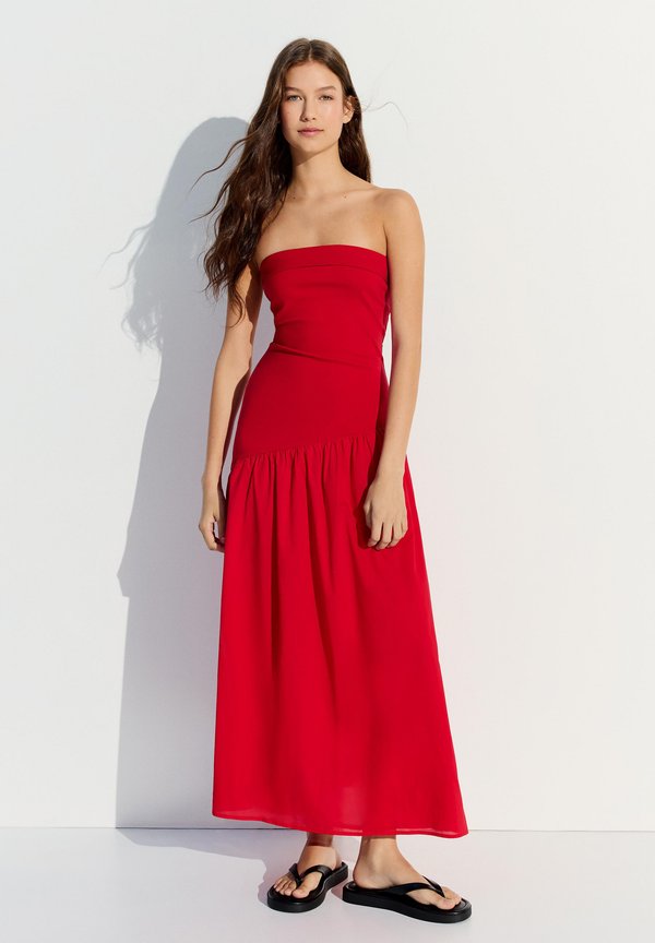 Bershka BANDEAU - MIDI DRESS 01080777 - Day dress - red