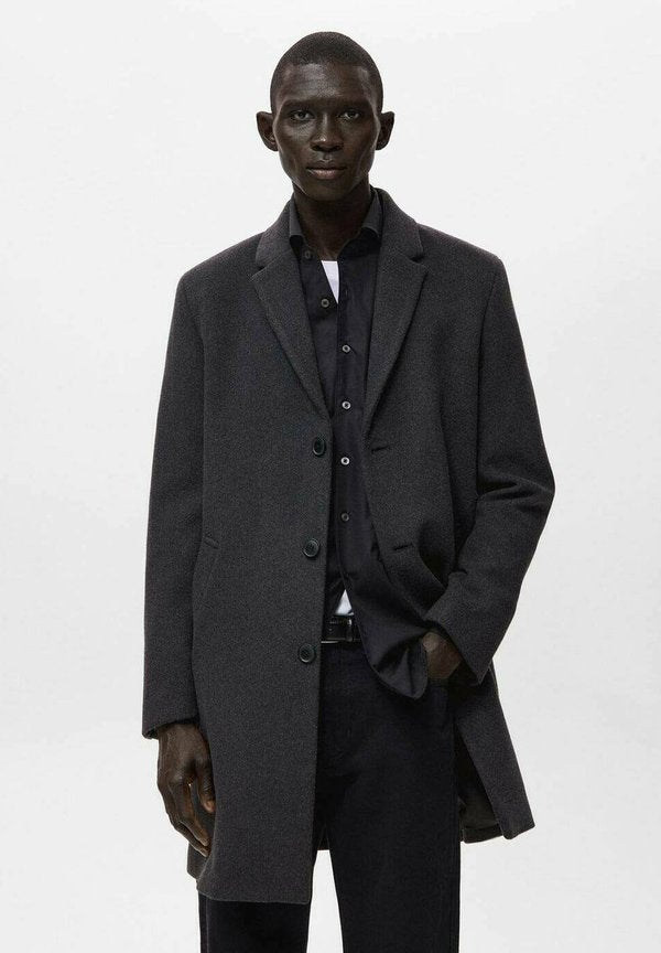 Mango Short coat - dark heather grey