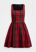 Lauren Ralph Lauren Petite PLAID BELTED TAFFETA COCKTAIL DRESS