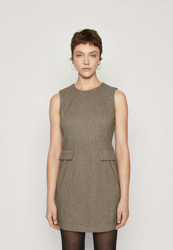 Vero Moda VMPIA SHORT SLIM HERRINGBONE DRESS - Shift dress - light grey melange