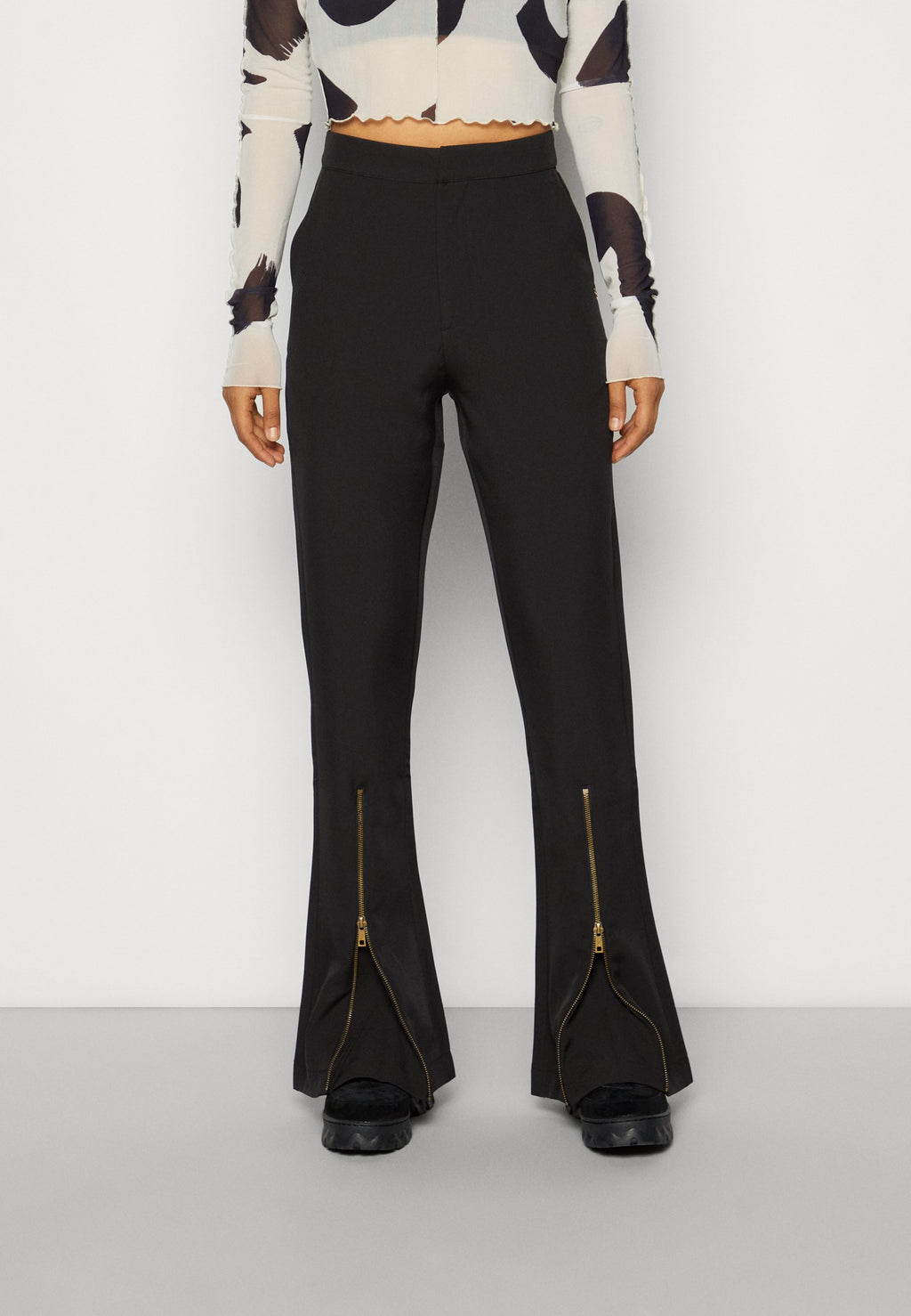Colourful Rebel FALLON ZIPPER SLIT FLARE PANTS