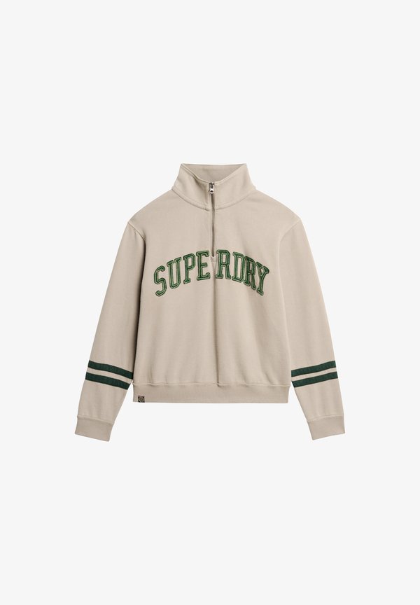 Superdry & Co ATHLETIC ESSENTIALS APPLIQUE HALF ZIP - Sweatshirt - cobblestone grey