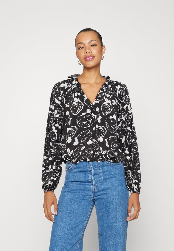 Vero Moda VMMARISOL V NECK - Blouse - black