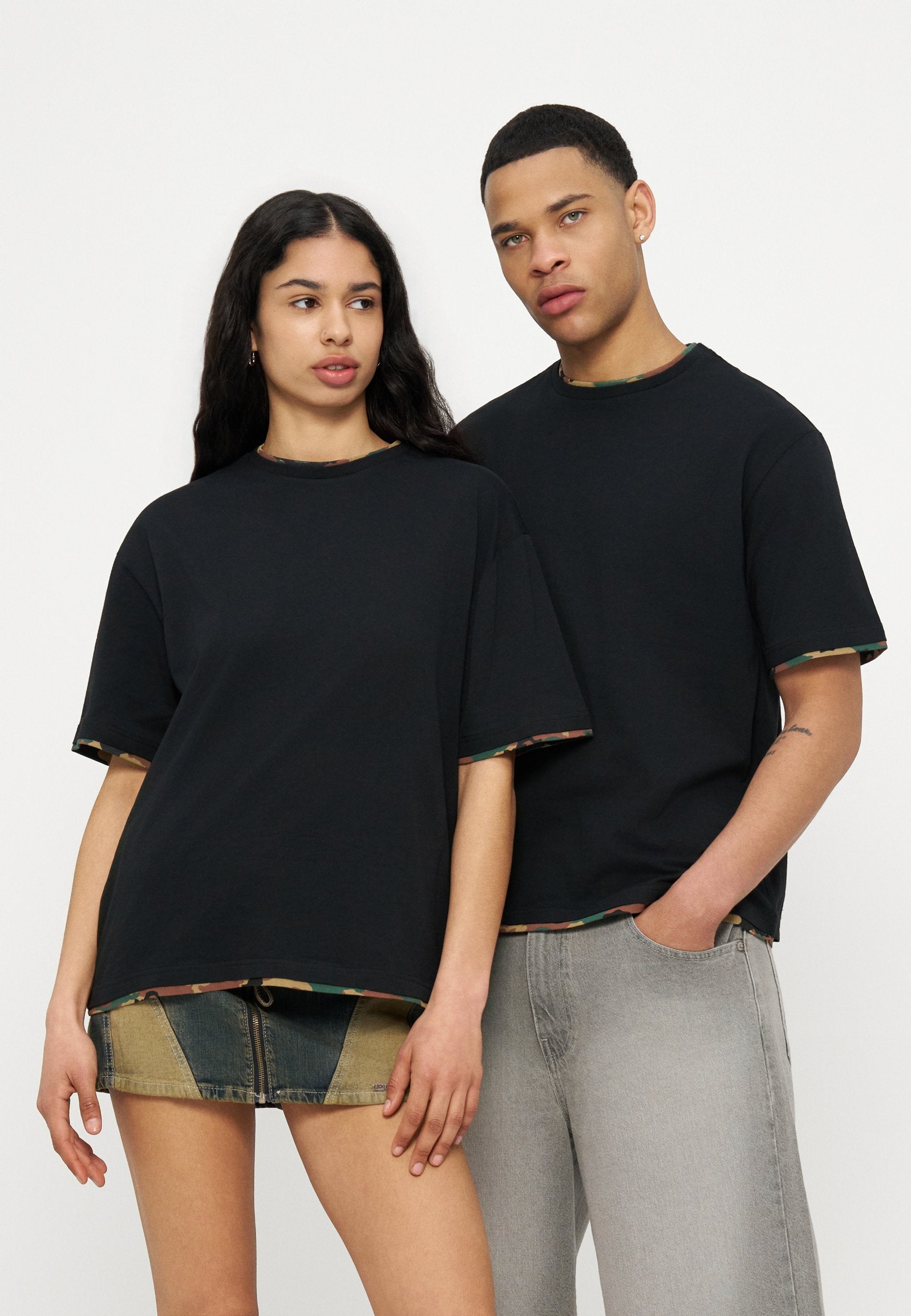 YOURTURN BOXY FIT CAMOUFLAGE DOUBLE SLEEVE