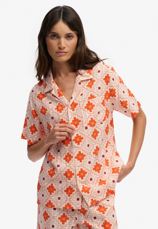 Superdry & Co SUPERDRY BEACH PRINTED SHORT SLEEVE SHIRT.. - Beach accessory - sashiko tile orange