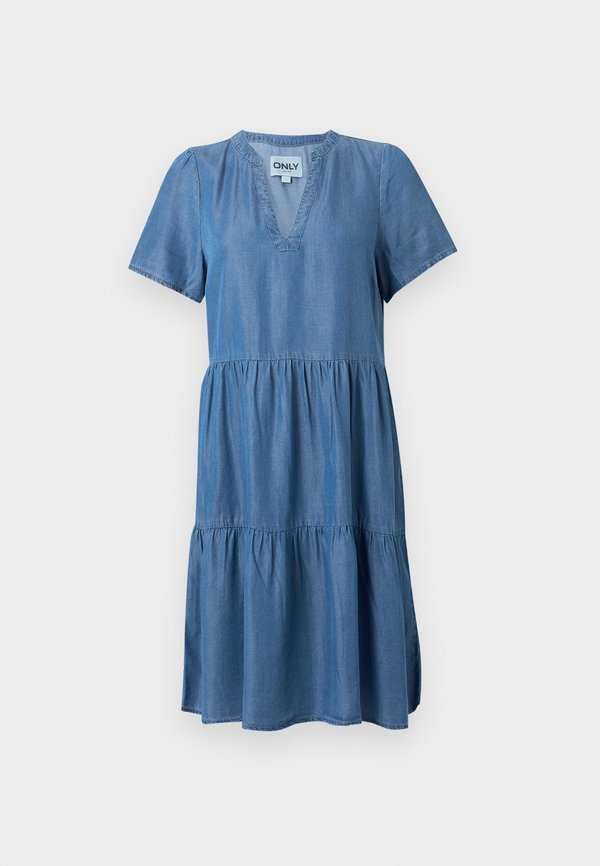 ONLY ONLPEMA ZALLY V NECK DRESS - Denim dress - medium blue denim