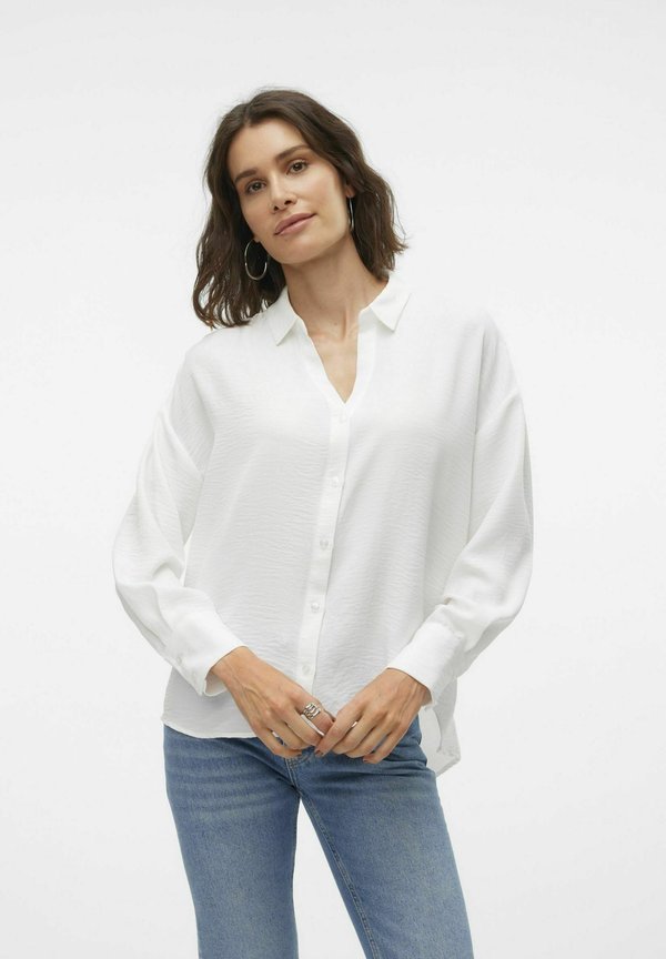Vero Moda VMMELANEY QUEENY LS SHIRT WVN NOOS - Button-down blouse - snow white