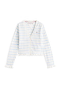 POINTELLE RUFFLE TRIM V-NECK CARDIGAN Media 1