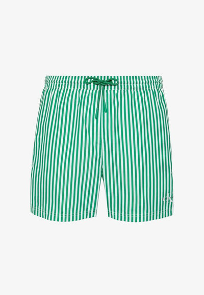 Calvin Klein Swimwear MEDIUM DRAWSTRING WAISTBAND - GRAPHIC MONOGRAM  - Swimming shorts - penny stripe+mardi gras green