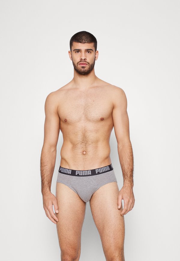 Puma BASIC BRIEF 2 PACK - Briefs - dark grey melange/black