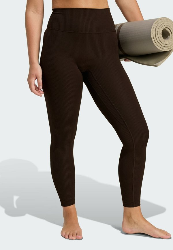 adidas Performance ALL ME RIB 7/8 - Leggings - Trousers - aurora coffee