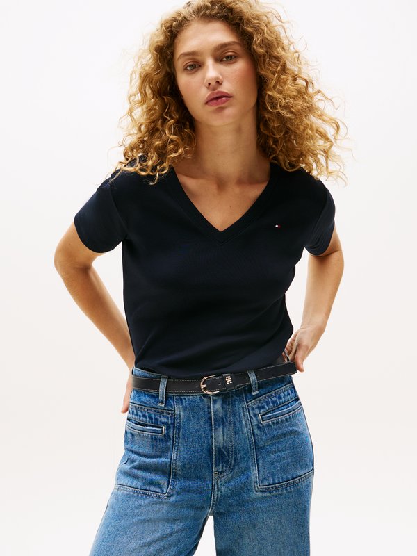 Tommy Hilfiger SLIM CODY V NECK - Basic T-shirt - desert sky