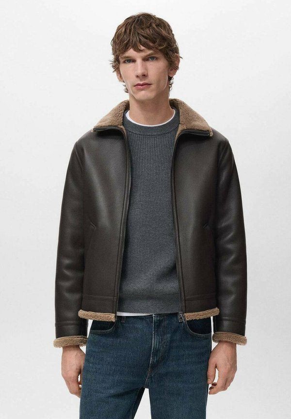Mango Faux leather jacket - brown
