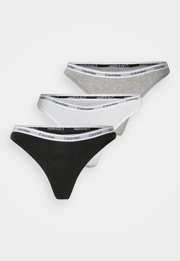 Calvin Klein Underwear THONG LOGO ICON 3 PACK  - Thong - schwarz/grau