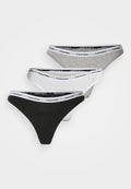 Calvin Klein Underwear THONG LOGO ICON 3 PACK  - Thong - schwarz/grau