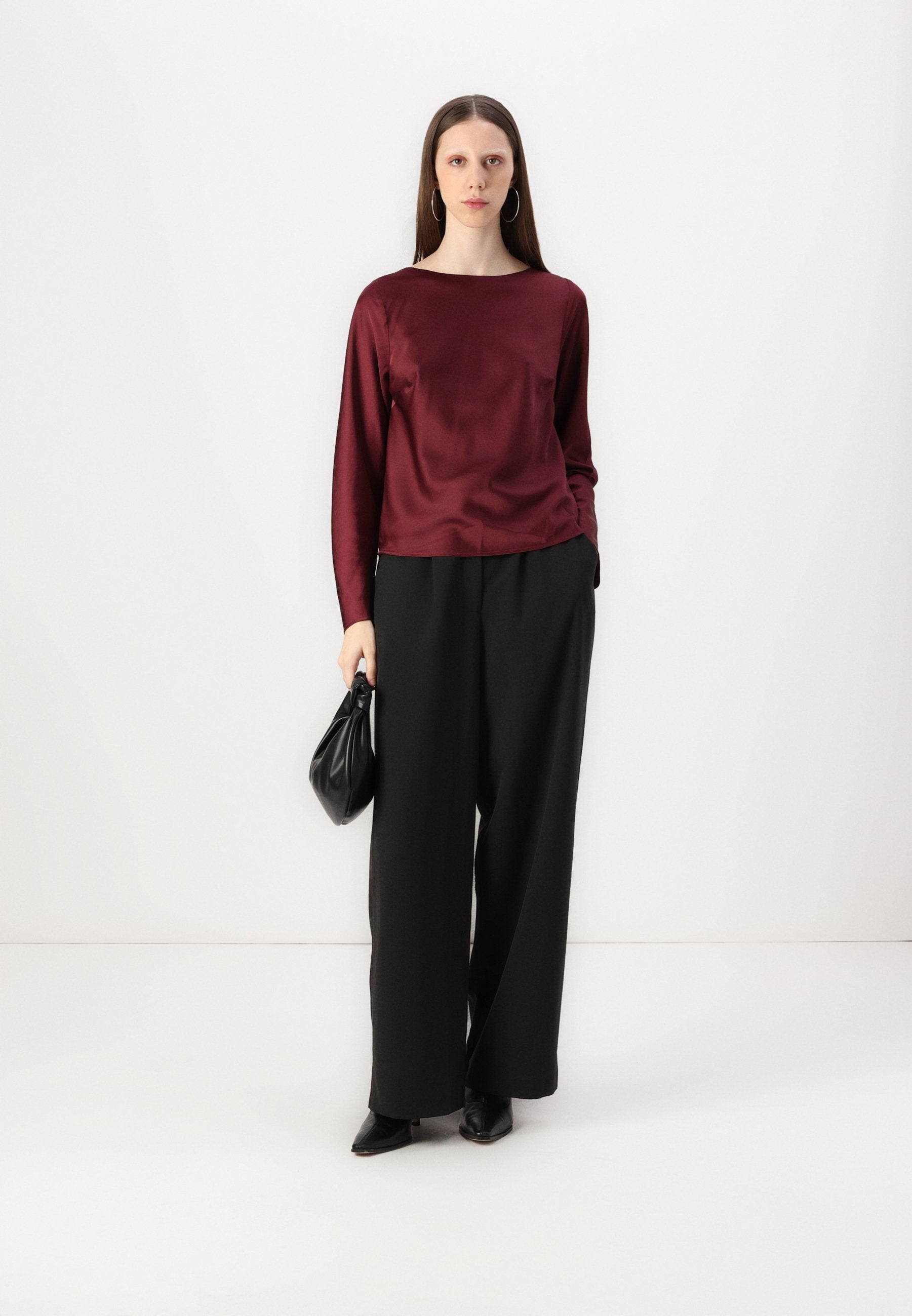 Abercrombie & Fitch Long-Sleeve Satin Cowl-Back Top