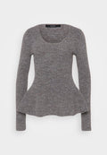 Vero Moda Tall VMDESMA U NECK PEPLUM - Jumper - medium grey melange