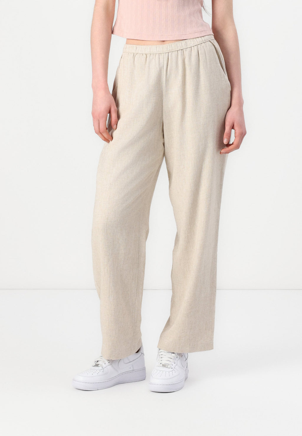 Abercrombie & Fitch Straight Linen-Blend Pull-On Pant