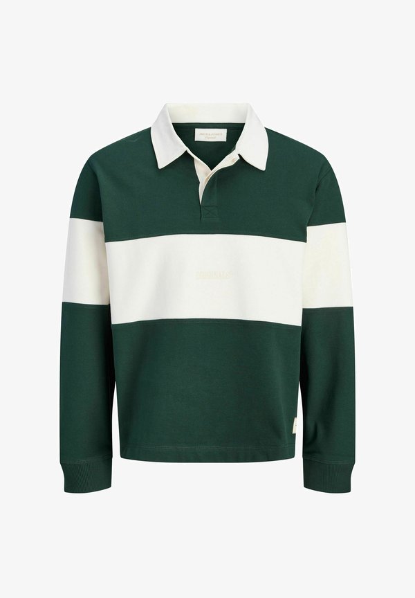 Jack & Jones JORFREDERIKSBERG BLOCKING SWEAT POLO SN - Sweatshirt - pine grove