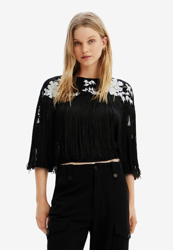 Desigual FRINGED EMBROIDERED BLOUSE