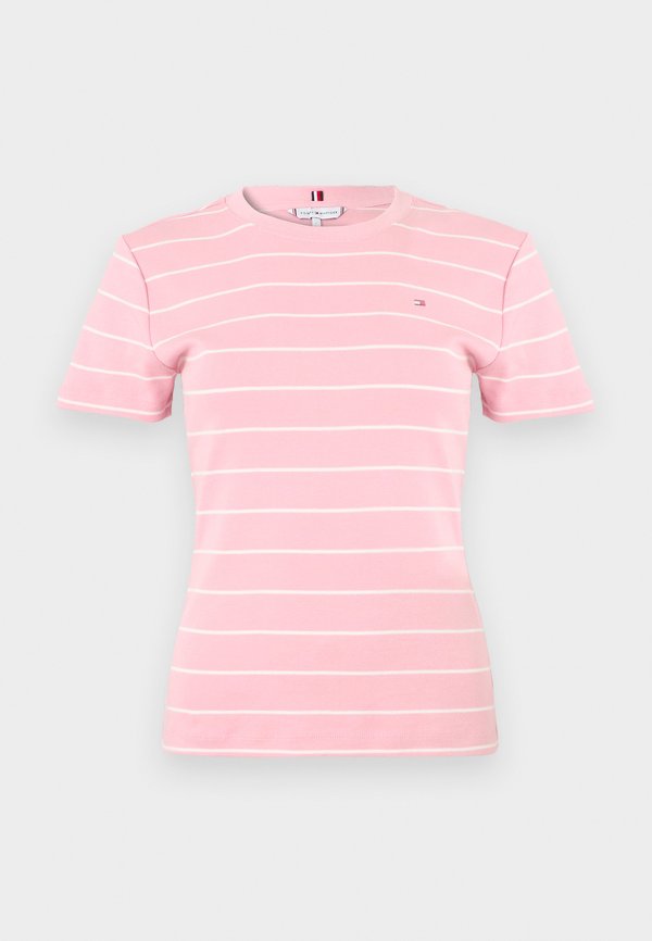 Tommy Hilfiger SLIM FIT - Print T-shirt - bonita pink/ecru