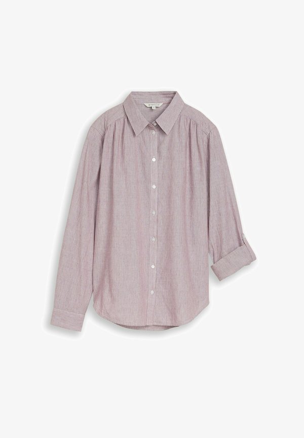 TOM TAILOR TOM TAILOR BLUSEN & SHIRTS HEMDBLUSE MIT TURN-UP-FUNKTION - Button-down blouse - preppy plum dobby