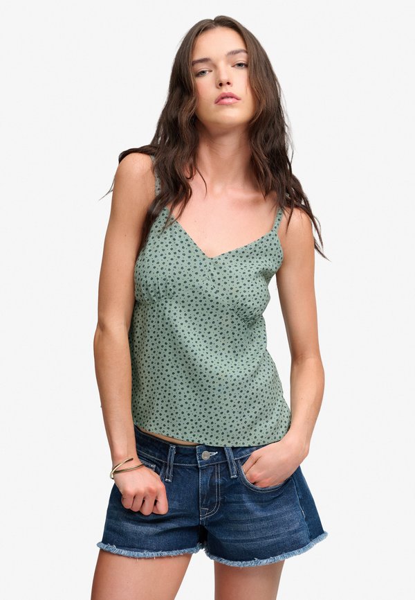 Superdry & Co SUPERDRY CAMI TOP.. - Top - green navy ditsy hearts