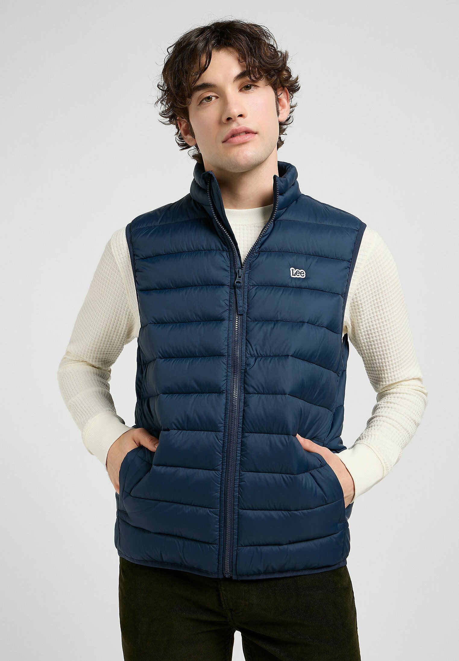 Lee LINED JACKET STAND_COLLAR_PUFFER_VEST FOR MENS - REGULAR FIT