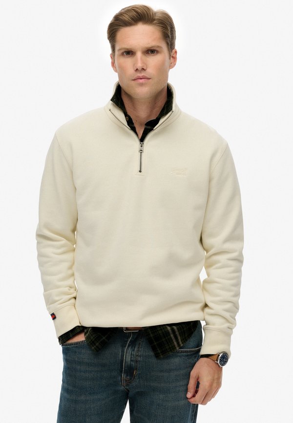 Superdry & Co ESSENTIAL LOGO HALF ZIP - Sweatshirt - dusty white